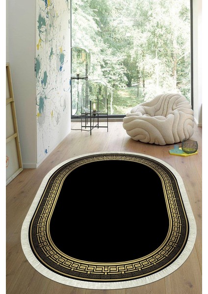 Dijital Baskılı Kaymaz Taban Yıkanabilir Oval Salon Halısı Mutfak Halısı Yolluk VHO-SD-565
