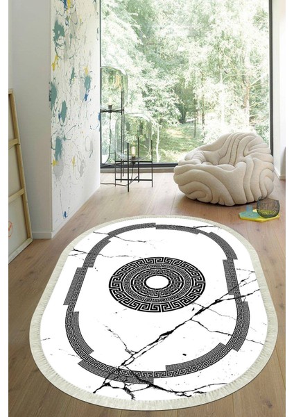 Dijital Baskılı Kaymaz Taban Yıkanabilir Oval Salon Halısı Mutfak Halısı Yolluk VHO-SD-593