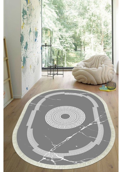 Dijital Baskılı Kaymaz Taban Yıkanabilir Oval Salon Halısı Mutfak Halısı Yolluk VHO-SD-595