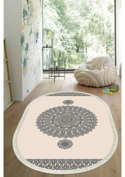 Dijital Baskılı Kaymaz Taban Yıkanabilir Oval Salon Halısı Mutfak Halısı Yolluk VHO-SD-619
