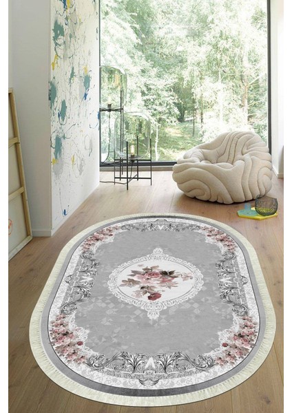 Dijital Baskılı Kaymaz Taban Yıkanabilir Oval Salon Halısı Mutfak Halısı Yolluk VHO-SD-587