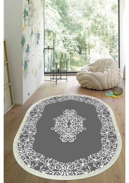 Dijital Baskılı Kaymaz Taban Yıkanabilir Oval Salon Halısı Mutfak Halısı Yolluk VHO-SD-624