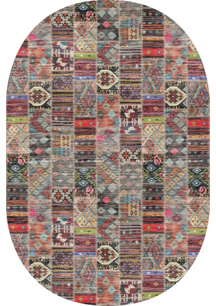 Dijital Baskılı Kaymaz Taban Yıkanabilir Oval Salon Halısı Mutfak Halısı Yolluk VHO-SD-314