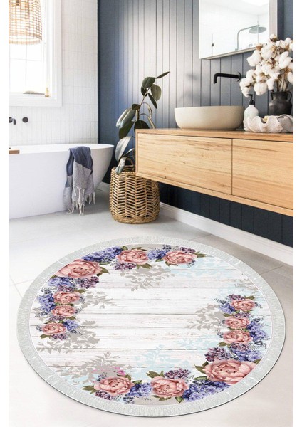 Dijital Baskılı Kaymaz Taban Yıkanabilir Yuvarlak Salon Halısı Mutfak Halısı Paspas VHYU-HS-454