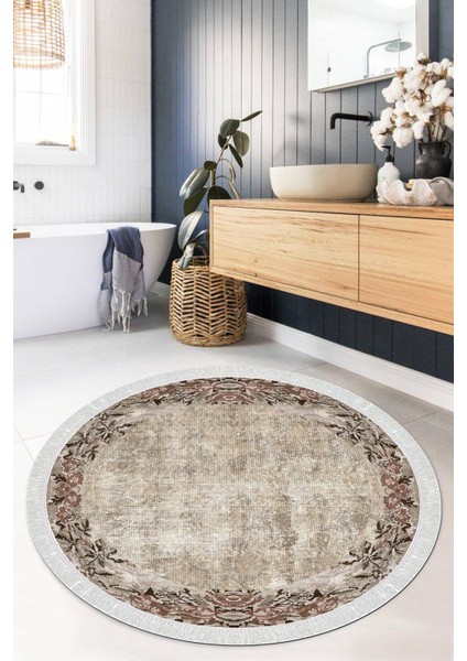 Dijital Baskılı Kaymaz Taban Yıkanabilir Yuvarlak Salon Halısı Mutfak Halısı Paspas VHYU-HT-154