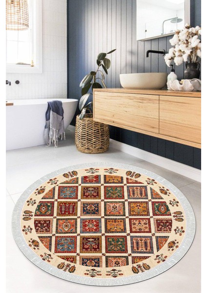 Dijital Baskılı Kaymaz Taban Yıkanabilir Yuvarlak Salon Halısı Mutfak Halısı Paspas VHYU-HT-648