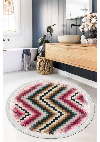 Dijital Baskılı Kaymaz Taban Yıkanabilir Yuvarlak Salon Halısı Mutfak Halısı Paspas VHYU-HT-114