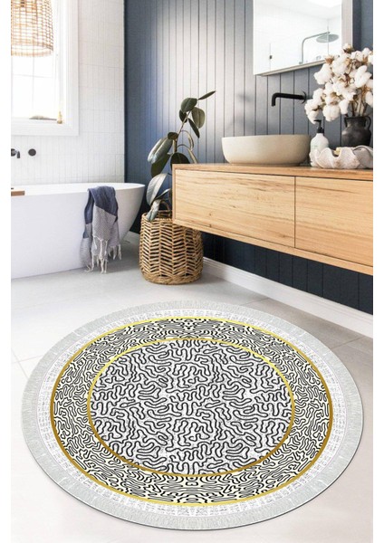 Dijital Baskılı Kaymaz Taban Yıkanabilir Yuvarlak Salon Halısı Mutfak Halısı Paspas VHYU-SD-1074