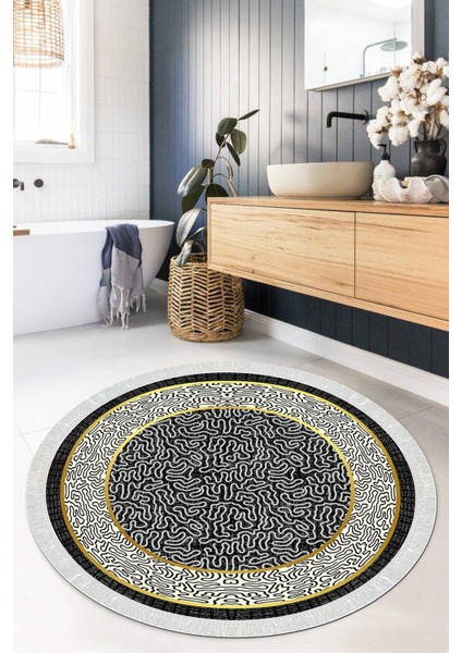 Dijital Baskılı Kaymaz Taban Yıkanabilir Yuvarlak Salon Halısı Mutfak Halısı Paspas VHYU-SD-1073