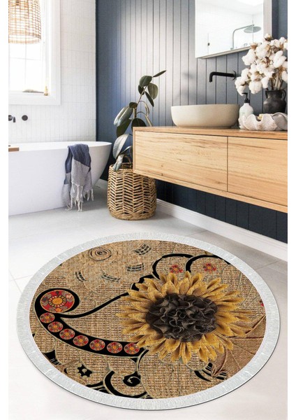 Dijital Baskılı Kaymaz Taban Yıkanabilir Yuvarlak Salon Halısı Mutfak Halısı Paspas VHYU-SD-338
