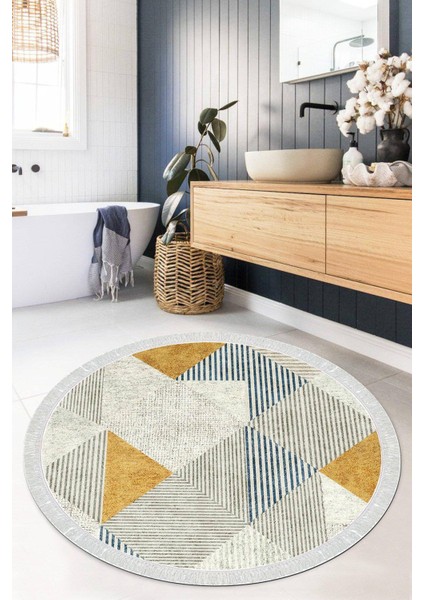 Dijital Baskılı Kaymaz Taban Yıkanabilir Yuvarlak Salon Halısı Mutfak Halısı Paspas VHYU-SD-340