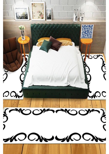 Dijital Baskılı Kaymaz Taban Yıkanabilir 3'lü Yatak Odası Takım Halısı VHYO-HT-869