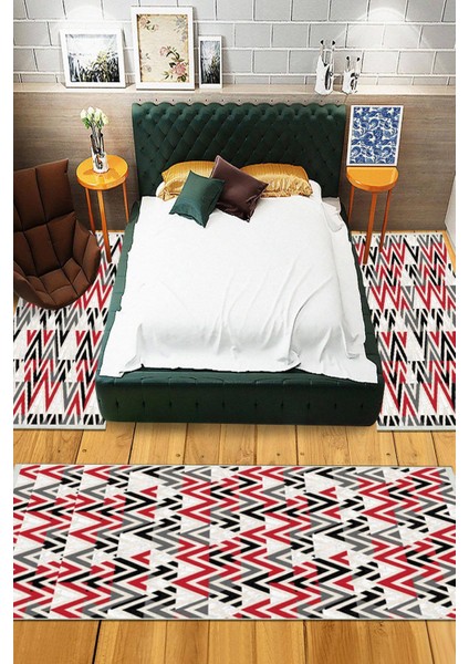 Dijital Baskılı Kaymaz Taban Yıkanabilir 3'lü Yatak Odası Takım Halısı VHYO-HT-781