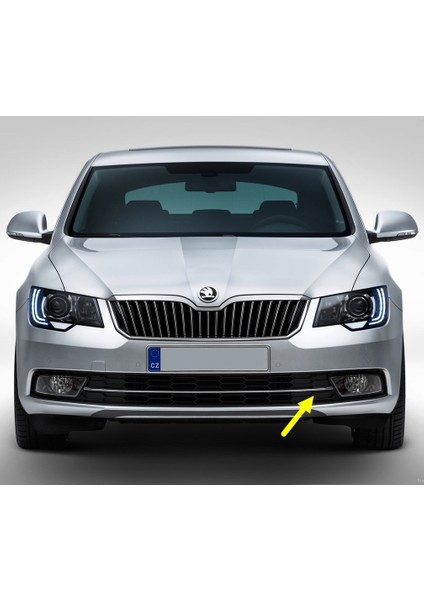 Skoda Superb 2 2014-2015 Ön Tampon Sol Sis Farı Yanı Izgarası Krom Çıtalı 3T0853665B