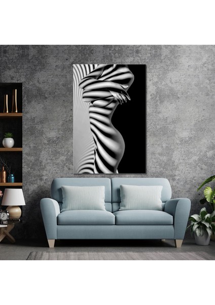 Vücuduna Gölge Yansımış Nü Kadın Manken Kanvas Tablo