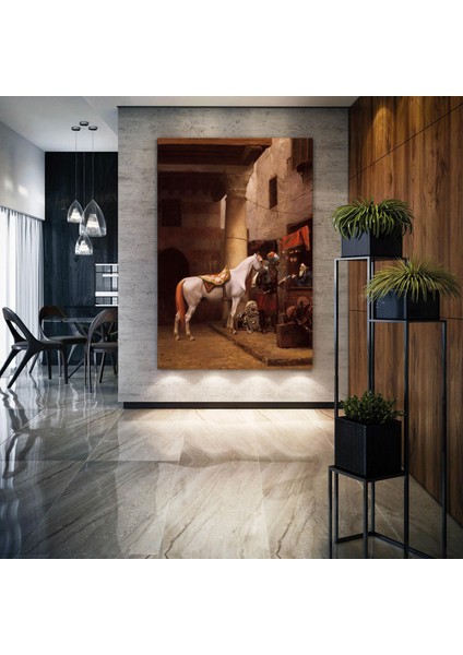 Jean Leon Gerome Beyaz Atlı Adam Osmanlı Askeri Oryantel Sanat Dekor Kanvas Tablo