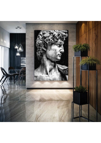 Michelangelo Davud Heykeli Art Dokusal Sanat David Statues Heykel Taş Dekor Kanvas Tablo