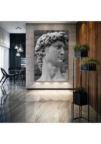 Michelangelo Davud Heykeli David Statues Heykel Taş Dekor Kanvas Tablo