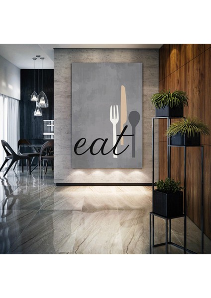 Mutfak Yemek Eat Bıçak Kaşık Çatal Cafe Restorant Dekor Kanvas Tablo
