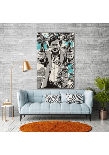 Pablo Art Baron Kartel Mafya Dolar Dekor Kanvas Tablo
