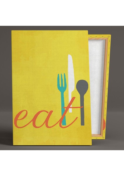Mutfak Eat Çatal Bıçak Kaşık Restorant Cafe Dekor Kanvas Tablo fiyatları