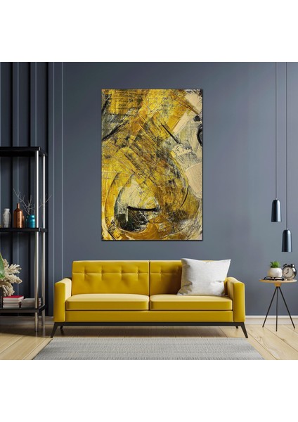 Siyah Altın Gold Dokusal Abstract Modern Lüks Dekor Kanvas Tablo