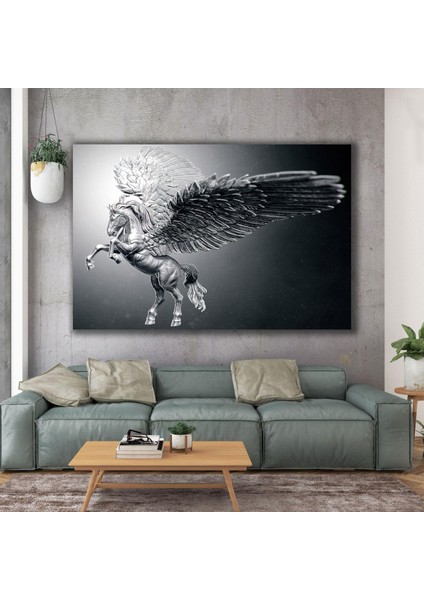 Pegasus Mitoloji Melek Kanatlı Uçan At Dekor Kanvas Tablo