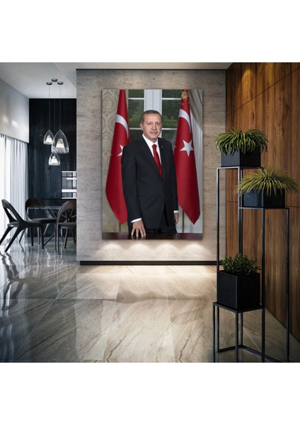 Recep Tayyip Erdoğan Cumhurbaşkanı Reis Türk Bayrağı Kanvas Tablo