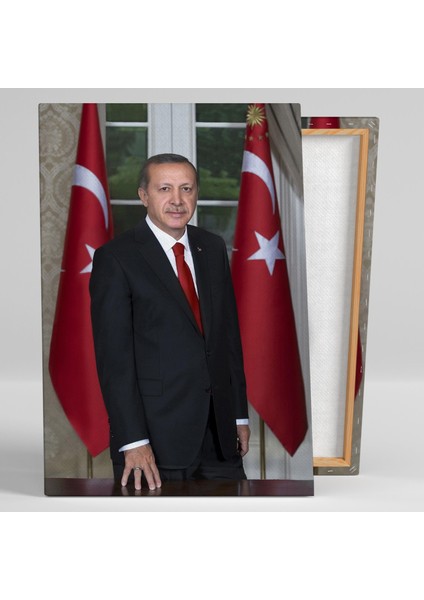 Recep Tayyip Erdoğan Cumhurbaşkanı Reis Türk Bayrağı Kanvas Tablo