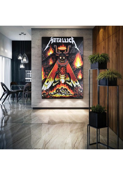 Efsane Grup Yanan Ateşler Kurukafa Metallica Metalika Rock Müzik Sanat Kanvas Tablo