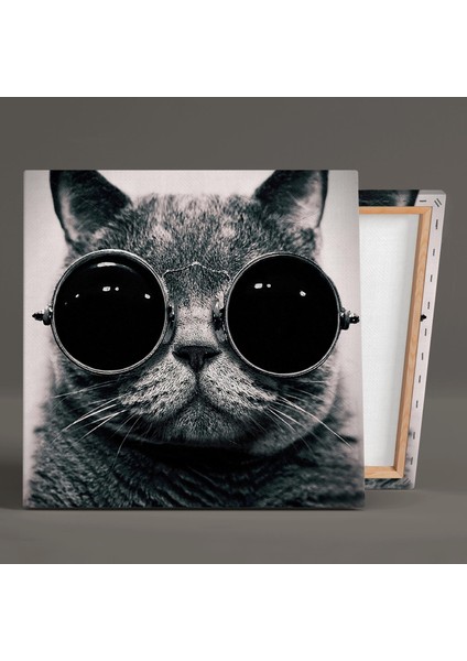 Siyah Gözlük Takmış Karizma Kedi Hayvan Dekor Kanvas Tablo fiyatları