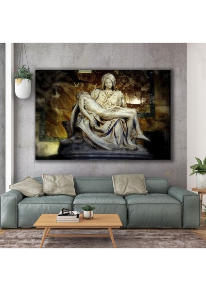 Michelangelo Pieta Heykeli Meryem Ana Hz İsa Mermer Heykels Kanvas Tablo