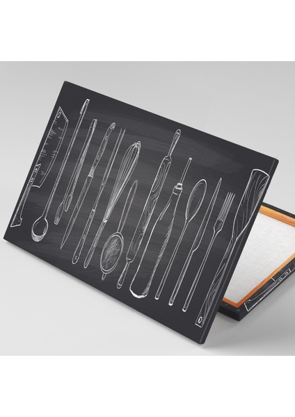 Mutfak Aletleri Kara Tahta Modern Mutfak Dekor Kanvas Tablo fiyatları