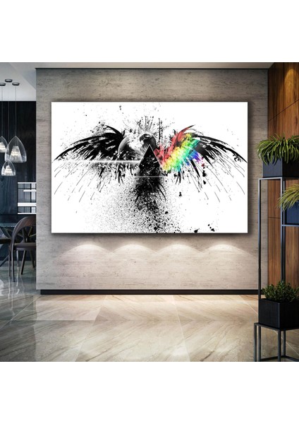 Pink Floyd Rock Müzik Grup Kanatlarını Açmış Kartal Nostalji Kanvas Tablo
