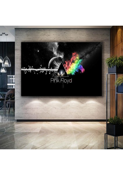 Pink Floyd Rock Müzik Sanat Dekor Uzay Renkli Işıklar Art Kanvas Tablo