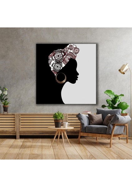 Halka Küpeli Eşarplı Afrikalı Zenci Kadın Woman Dekor Kanvas Tablo