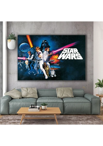 SML Tablo Star Wars Retro Işın Kılıcı Yıldız Savaşaları Dekor Film Sanat Kanvas Tablo