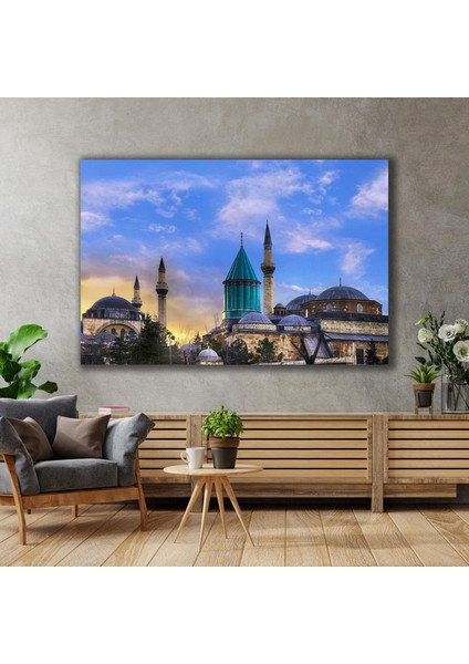 Konya Mevlana Türbesi Gökyüzü Manzara Dekor Kanvas Tablo