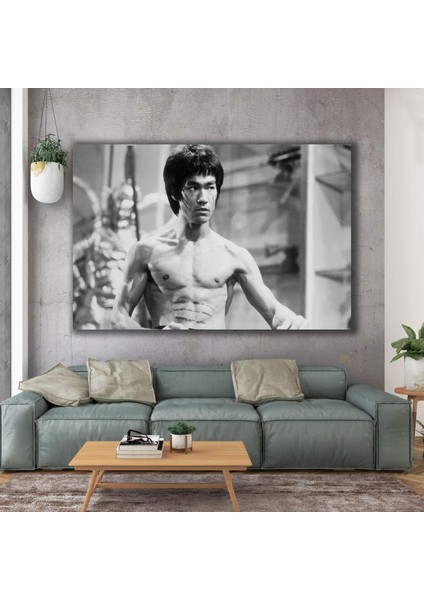 Kung Fu Dövüş Sanatları Ustası Efsane Bruce Lee Kanvas Tablo