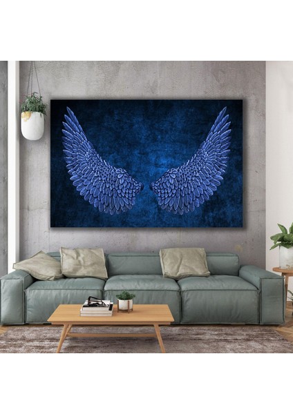 Turkuaz Mavi Melek Kanatları Angel Kanvas Tablo