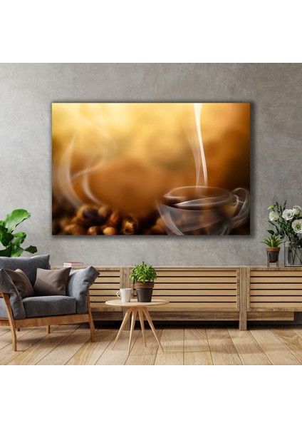 Duman Şeklinde Kahve Bardağı Coffee Restorant Makro Çekim Mutfak Kanvas Tablo