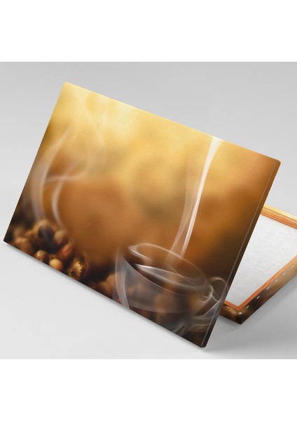 Duman Şeklinde Kahve Bardağı Coffee Restorant Makro Çekim Mutfak Kanvas Tablo
