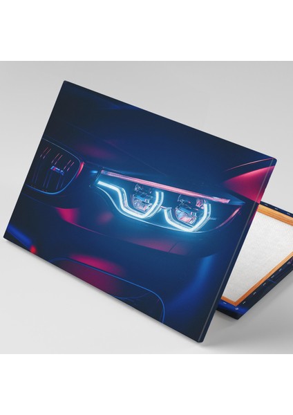 Bmw M4 Araba Car Led Far Dekor Manzara Kanvas Tablo