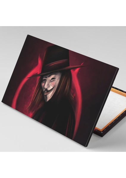 V For Vendetta Film Siyah Şapkalı Maskeli Adam Adalet Kanvas Tablo
