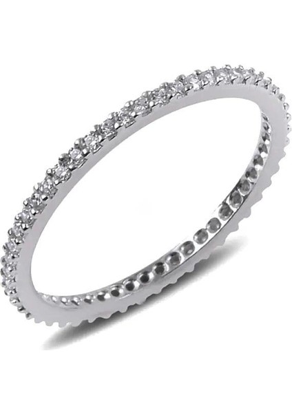 Gümüş Ince Tek Sıra Taşlı Bayan Tamtur Yüzük modelleri