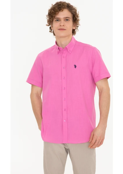 U.S. Polo Assn. Erkek Pembe Kısa Kollu Gömlek 50254416-VR041