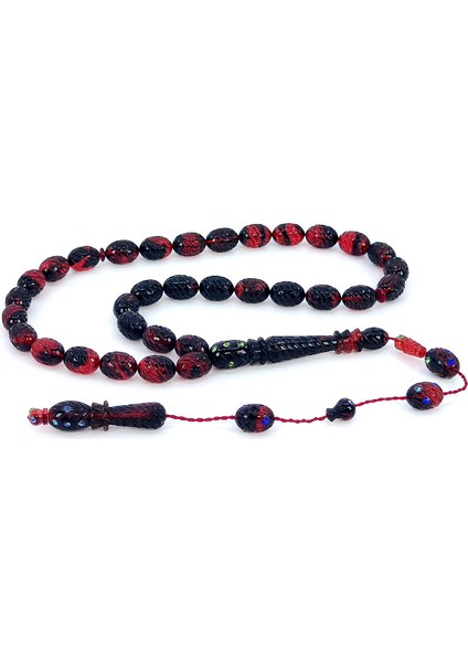 Koleksiyonluk Kalem Işçilikli Ateş Kehribar Tesbih Z2223 fiyatları