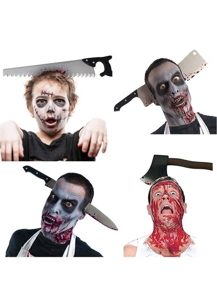 Halloween Farklı Modellerde Şaka Kafaya Geçen Kanlı Taçlar Plastik 4 Adet