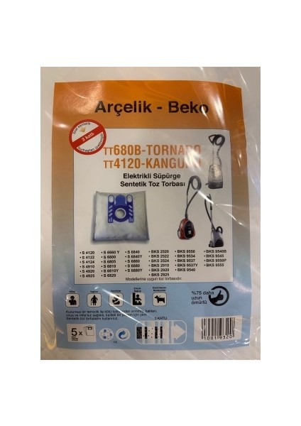 Beko Kanguru Tornado Elektrikli Süpürge Sentetik Toz Torbası