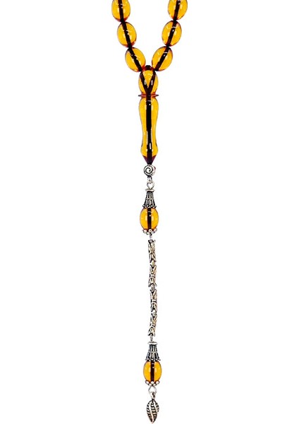 Gümüş Püsküllü Beyzi Model Ateş Kehribar Tesbih Z2230 modelleri